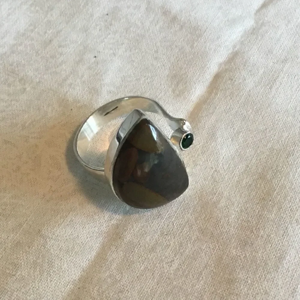 NWOT Sterling Silver Bamboo Jasper Ring S 6